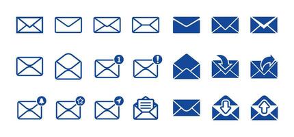 email et courrier Icônes ensemble. email signe et symbole. email icône. enveloppe vers l'avant réponse icône vecteur