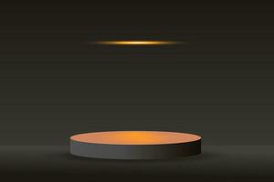 3d Contexte des produits afficher podium avec Orange néon lumière, lueur Balle sur une noir Contexte. vecteur