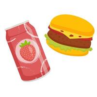 Hamburger avec un soda étain vite nourriture vecteur illustration