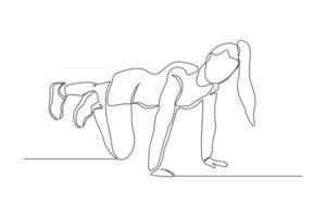 illustration vectorielle continue d'une seule ligne de dessin femme yoga gym vecteur