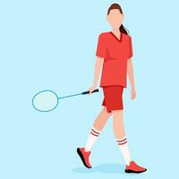 femme athlète dans tenue de sport et badminton raquette vecteur