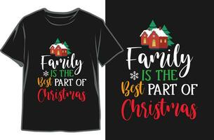 famille est le meilleur partie de Noël-noir T-shirt conception vecteur graphique