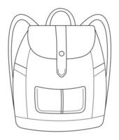 noir ligne sac à dos griffonnage, sac pour école et voyage, vecteur mince contour illustration