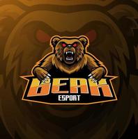 conception de logo de mascotte ours esport vecteur
