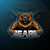 conception de logo de mascotte ours esport vecteur