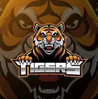 création de logo de mascotte de visage de tigre vecteur