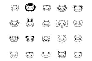 ligne modifiable, trait, visage. animal de compagnie mignon. animal kawaii. vecteur