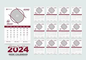 mur calendrier 2024 modèle conception, année planificateur 2024 vecteur