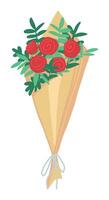 magnifique bouquet de des roses dans dessin animé style. fête anniversaire fête attribut clipart isolé sur blanc Contexte. main tiré vecteur illustration.