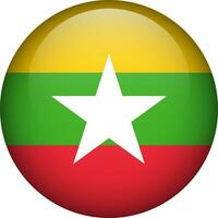 myanmar drapeau bouton. rond drapeau de Birmanie. vecteur drapeau, symbole. couleurs et proportion correctement.