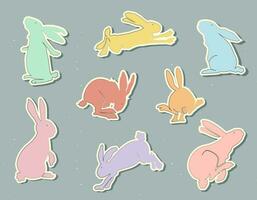 vecteur ensemble de lapin autocollants. collection de coloré content lapins. animal autocollants