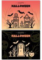 Halloween arrière-plan, bannière, conception. Halloween cartes, modèle, main tiré invitation vecteur