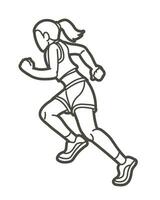 contour marathon coureur dessin animé femme courir sport graphique vecteur
