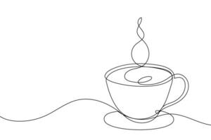 café tasse continu ligne esquisser thé icône café esquisser boisson Célibataire art contour agresser logo aliments. griffonnage tasse ligne abstrait Contexte petit déjeuner vapeur Matin café conception symbole. vecteur illustration