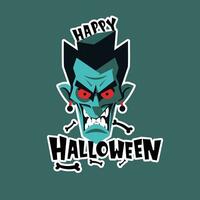 vampire visage, une effrayant content Halloween message vecteur