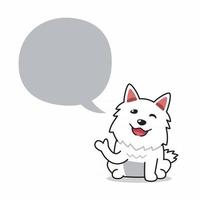 chien blanc de personnage de dessin animé avec bulle de dialogue vecteur