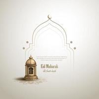 conception de bannière islamique eid mubarak avec lanterne en or vecteur