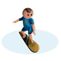image vectorielle d'une image stylisée d'un jeune homme sur une planche de surf vecteur