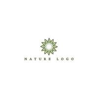 fleur vecteur logo linéaire feuille floral logotype éco signe. abstrait la nature logo conception dans vert Couleur isolé sur une blanc Contexte appliqué pour produits de beauté et beauté logo conception inspiration modèle