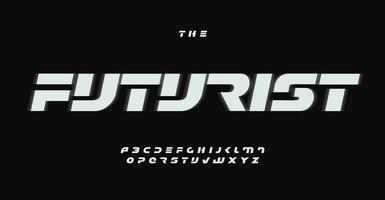 moderne futuriste alphabet, audacieux lourd des lettres, cool dynamique Police de caractère pour edm logo, vitesse, espace et technologique gros titre, Jeu typographie conception. vecteur typographique conception.