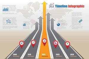 Feuille de route d'entreprise chronologie croissance infographie vector illustration