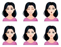 expressions du visage de la belle femme vecteur