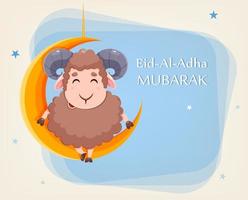 carte de voeux eid al adha mubarak. mouton de dessin animé vecteur