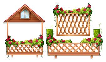 Conception de clôture avec des roses et des buissons