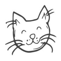 mignonne chat visage ligne icône. vecteur illustration.