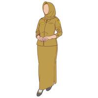 gratuit vecteur illustration de une femme dans un indonésien civil serviteur uniforme