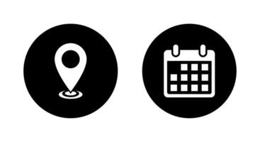 emplacement et calendrier icône vecteur dans cercle Contexte. adresse et Date signe symbole