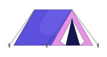 camping tente 2d linéaire dessin animé objet. esprit d'aventure camping isolé ligne vecteur élément blanc Contexte. loisir activité. site de camp vacances. Extérieur des loisirs Couleur plat place illustration