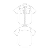 modèle court manche incliné les poches occidental chemise vecteur illustration plat conception contour Vêtements collection