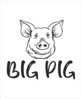 gros porc un barbecue Festival logo T-shirt conception vecteur