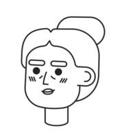 milieu est retraité noir et blanc 2d vecteur avatar illustration. arabe grand-mère femme contour dessin animé personnage visage isolé. souriant plus âgée la personne plat utilisateur profil image, portrait femelle