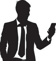 affaires homme supporter avec téléphone portable vecteur silhouette