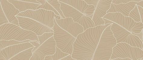 botanique monstera feuille ligne art fond d'écran Contexte vecteur. luxe Naturel main tiré feuillage modèle conception dans minimaliste linéaire contour Facile style. conception pour tissu, couverture, bannière, invitation. vecteur