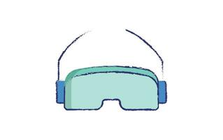 ski des lunettes de protection main tiré illustration vecteur