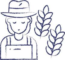 femme agriculteur main tiré illustration vecteur