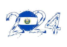 2024 année dans grunge style avec drapeau de el salvador. vecteur