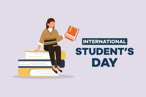 international étudiants journée concept. content étudiants. coloré plat vecteur illustration isolé.