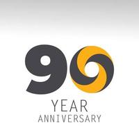 90 ans anniversaire logo vector illustration couleur blanche