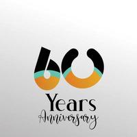 60 ans anniversaire logo vector illustration couleur blanche