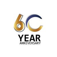 60 ans anniversaire logo vector design illustration couleur blanche