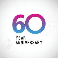 60 ans anniversaire logo vector illustration couleur blanche