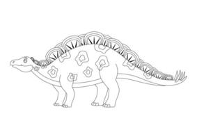 noir et blanc wuerhosaurus dinosaure dessin animé personnage vecteur. coloration page de une wuerhosaurus dinosaure vecteur