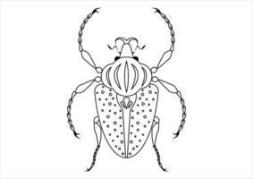 noir et blanc goliathus regius scarabée clipart isolé sur blanc Contexte. coloration page de une goliathus regius scarabée vecteur