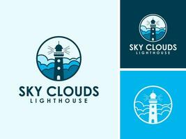 vecteur phare nuage ciel des rayons logo