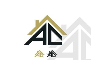 lettre ac logo conception avec maison illusion concept vecteur