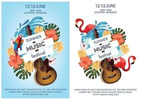 affiche du festival de musique dété sur lambiance de fête sur la plage vecteur